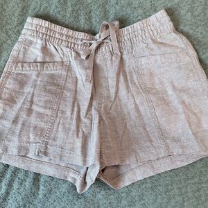 GAP High-Waist Linen-Blend Shorts - Light Mauve